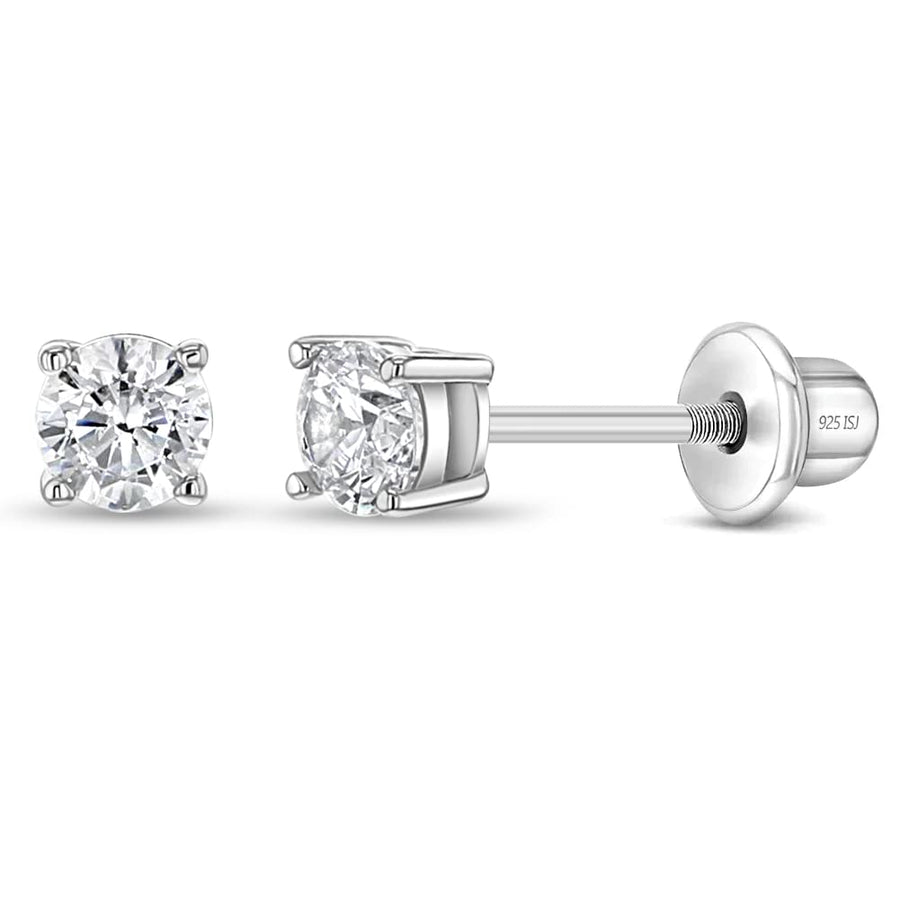 In Season Jewelry Tiny Solitaire Sterling Silver Kids Earrings – 3mm