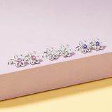 In Season Jewelry CZ Flower Kids Earrings - 925 Sterling Silver (White)