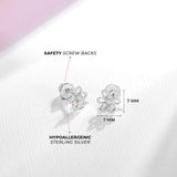 In Season Jewelry CZ Flower Kids Earrings - 925 Sterling Silver (White)