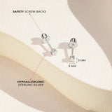 In Season Jewelry Tiny Solitaire Sterling Silver Kids Earrings – 3mm