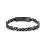 Qumfole Mens Bracelet-Stainless Steel Magnetic Clasp Franco Chain Bracelets for Men Gunmetal