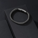 Qumfole Mens Bracelet-Stainless Steel Magnetic Clasp Franco Chain Bracelets for Men Gunmetal