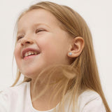 In Season Jewelry CZ Flower Kids Earrings - 925 Sterling Silver (White)