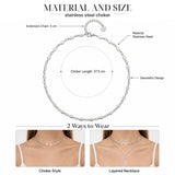 RareLove Minimalist Dainty Choker Silver Geometric Chain Necklace for Women