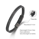 Qumfole Mens Bracelet-Stainless Steel Magnetic Clasp Franco Chain Bracelets for Men Gunmetal