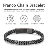 Qumfole Mens Bracelet-Stainless Steel Magnetic Clasp Franco Chain Bracelets for Men Gunmetal