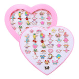 PASEMM 36pcs Little Girl Alloy Jewelry Rings, Adjustable Unicorn Rings Toys, No Duplication Kids Play Ring in Box,Dress Up for 4-12 Year Old Girls, Birthday Christmas Valentine's Day Easter Holiday Gifts