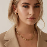 HZMAN Men Women 24k Real Gold Plated Figaro Chain Necklace