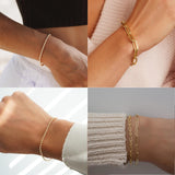 Waterproof Gold Bracelet Stack for Women Non Tarnish,Stainless Steel 14K Gold Plated Dainty Bracelets Layered Paper Clip Bracelet Chain Bracelet for Women Jewelry