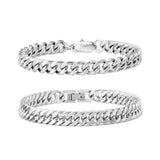 XIANNVXI 2Pcs Silver Stainless Steel Bracelets for Men