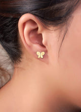 Regetta Jewelry 18K Gold Plated Butterfly Hypoallergenic Stud Earrings for Girls, Stainless Steel, Screw On Safety Backs