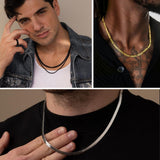 Zocomi Gold Plated Chain Necklaces for Men Boys, Stainless Steel Cuban Figaro Herringbone Link Chains Necklace Set Jewelry Gifts Male Teenage Teen Boys Kids Him Cadenas Para Hombres 18 Inches