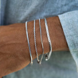 MosFlor Mens Bracelet Silver - 4pcs Mens Chain Cuban Link Bracelet Set Snack Rope Chain Bracelets for Men's Silver Bracelet for Men