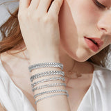 XIANNVXI 6pcs Men Gifts Silver Stainless Steel Bracelets 7.5 Inches