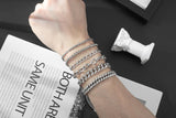 XIANNVXI 6pcs Men Gifts Silver Stainless Steel Bracelets 7.5 Inches