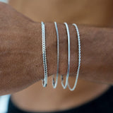 MosFlor Mens Bracelet Silver - 4pcs Mens Chain Cuban Link Bracelet Set Snack Rope Chain Bracelets for Men's Silver Bracelet for Men