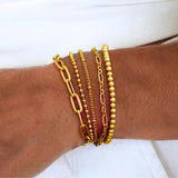 Waterproof Gold Bracelet Stack for Women Non Tarnish,Stainless Steel 14K Gold Plated Dainty Bracelets Layered Paper Clip Bracelet Chain Bracelet for Women Jewelry