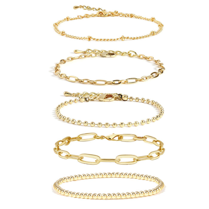 Waterproof Gold Bracelet Stack for Women Non Tarnish,Stainless Steel 14K Gold Plated Dainty Bracelets Layered Paper Clip Bracelet Chain Bracelet for Women Jewelry
