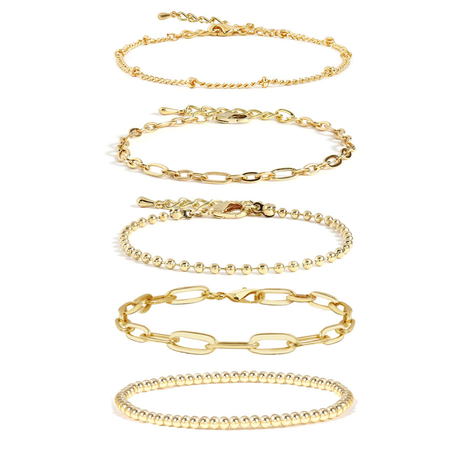 Waterproof Gold Bracelet Stack for Women Non Tarnish,Stainless Steel 14K Gold Plated Dainty Bracelets Layered Paper Clip Bracelet Chain Bracelet for Women Jewelry