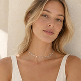 RareLove Minimalist Dainty Choker Silver Geometric Chain Necklace for Women