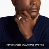 MEDOJO 10 Pcs Men's Stainless Steel Vintage Signet Ring Square Pinky Thumb Chunky Thin Band Ring Vintage Biker Band Rings Set 9