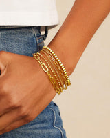 Waterproof Gold Bracelet Stack for Women Non Tarnish,Stainless Steel 14K Gold Plated Dainty Bracelets Layered Paper Clip Bracelet Chain Bracelet for Women Jewelry