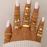 FAXHION 68 Pcs Gold Jewelry Set for Women with 7 Necklace, 17 Bracelet, 5 Hoop Earrings, 15 Stud Earrings, 24 Knuckle Rings for Women Jewelry Set for Women Gift