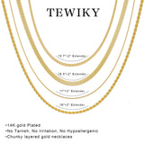 Tewiky Layered Necklaces for Women 14k Gold Plated Chain Necklace Set