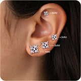 MDFUN Hypoallergenic Diamond Stud Earrings Women Princess CZ 6MM 4 Pairs