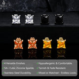 MDFUN Hypoallergenic Diamond Stud Earrings Women Princess CZ 6MM 4 Pairs