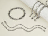 XIANNVXI 6pcs Men Gifts Silver Stainless Steel Bracelets 7.5 Inches