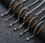 OLARCU 6 Pcs Silver Chains, Stainless Steel Cuban Link/Rope/Box/Figaro/Square Rolo/Wheat Chain Necklace Jewelry Set for Women Men, 20 inches