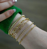 Waterproof Gold Bracelet Stack for Women Non Tarnish,Stainless Steel 14K Gold Plated Dainty Bracelets Layered Paper Clip Bracelet Chain Bracelet for Women Jewelry