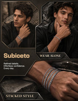 Mens Bracelet, Stainless Steel Silver Bracelet for Men Chunky Thin 8.3inch