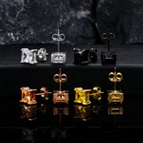 MDFUN Hypoallergenic Diamond Stud Earrings Women Princess CZ 6MM 4 Pairs
