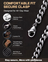 Mens Bracelet, Stainless Steel Silver Bracelet for Men Chunky Thin 8.3inch