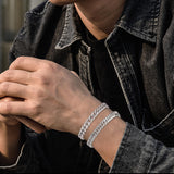 XIANNVXI 2Pcs Silver Stainless Steel Bracelets for Men
