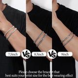 XIANNVXI 6pcs Men Gifts Silver Stainless Steel Bracelets 7.5 Inches