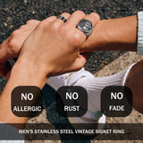 MEDOJO 10 Pcs Men's Stainless Steel Vintage Signet Ring Square Pinky Thumb Chunky Thin Band Ring Vintage Biker Band Rings Set 9