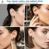 MDFUN Hypoallergenic Diamond Stud Earrings Women Princess CZ 6MM 4 Pairs