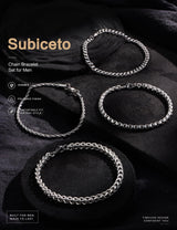 Mens Bracelet, Stainless Steel Silver Bracelet for Men Chunky Thin 8.3inch